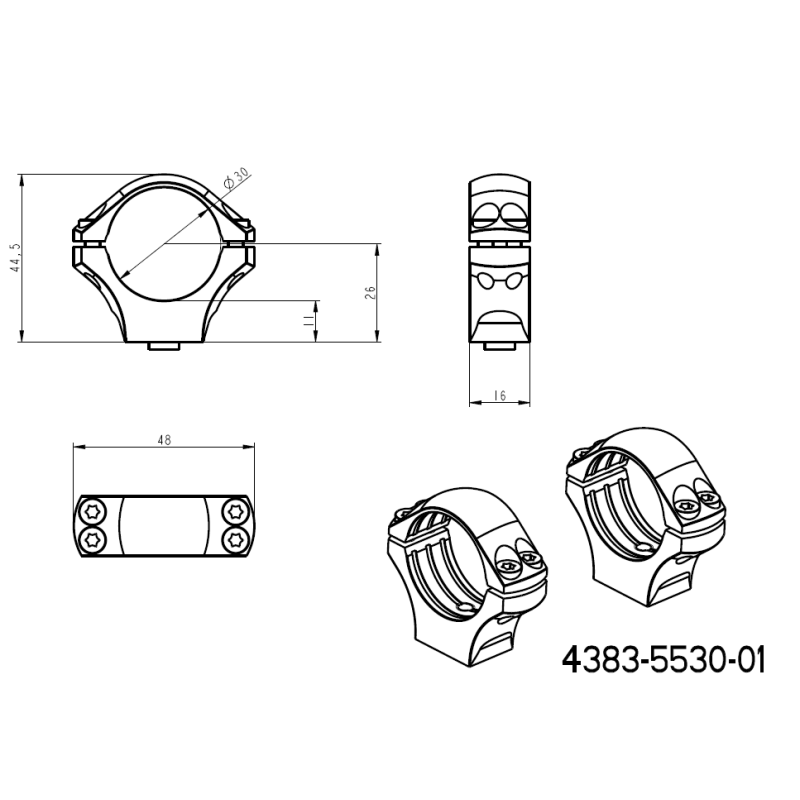 30mm anéis para luneta | base picatinny de uma peça com alavancas QD 