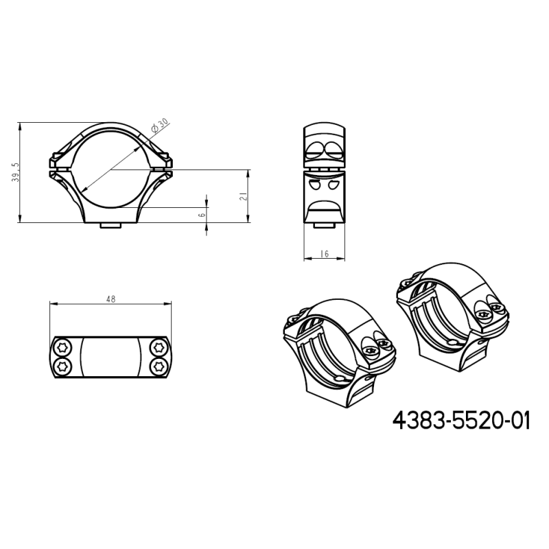 30mm anéis para luneta | base picatinny de uma peça com alavancas QD 