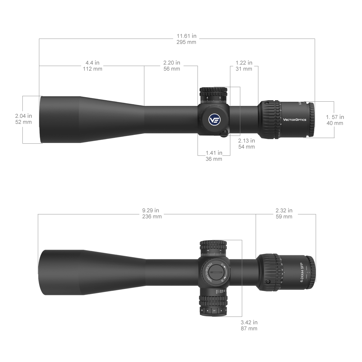 Vector Optics Veyron 6-24x44IR SFP compacto mira telescópica 